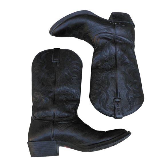 Justin Size 10D Deercow Stampede 2553 Black Leather Western Boots main image 10